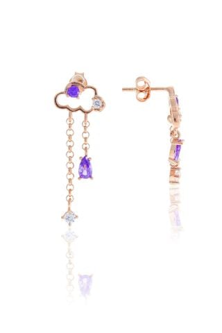 Rose Gümüş Bulut Tasarımlı Küpe 5121