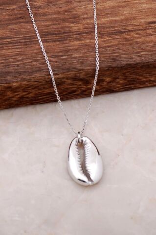 Deniz Kabuğu Rodyumlu Gümüş Kolye 3980