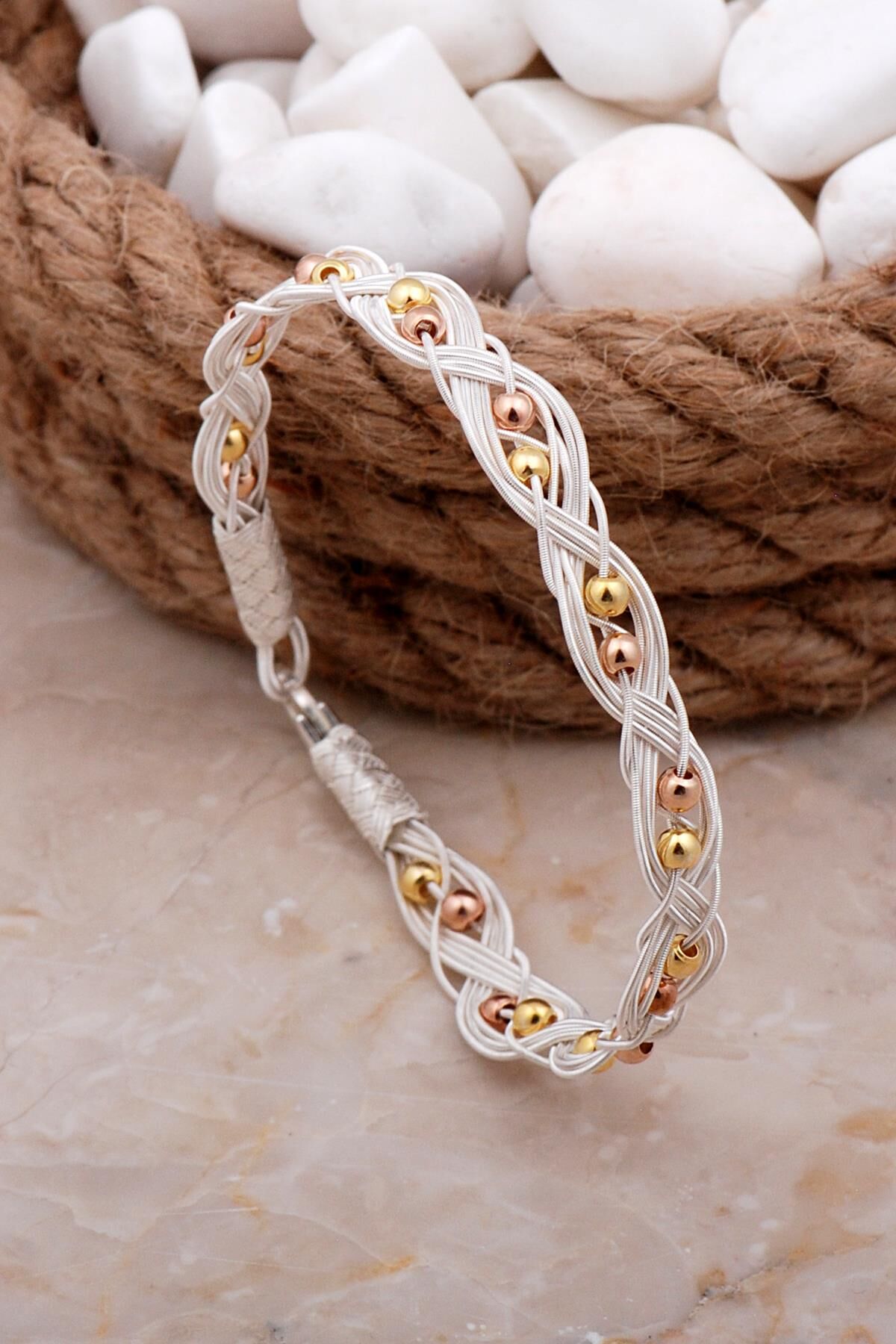 Kazaziye Elişi Renkli Toplu Gümüş Bileklik 4144