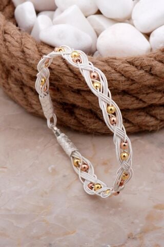 Kazaziye Elişi Renkli Toplu Gümüş Bileklik 4144