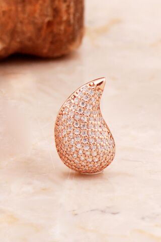 Göz Yaşı Damlası Taşlı Rose Gümüş Küpe 6909