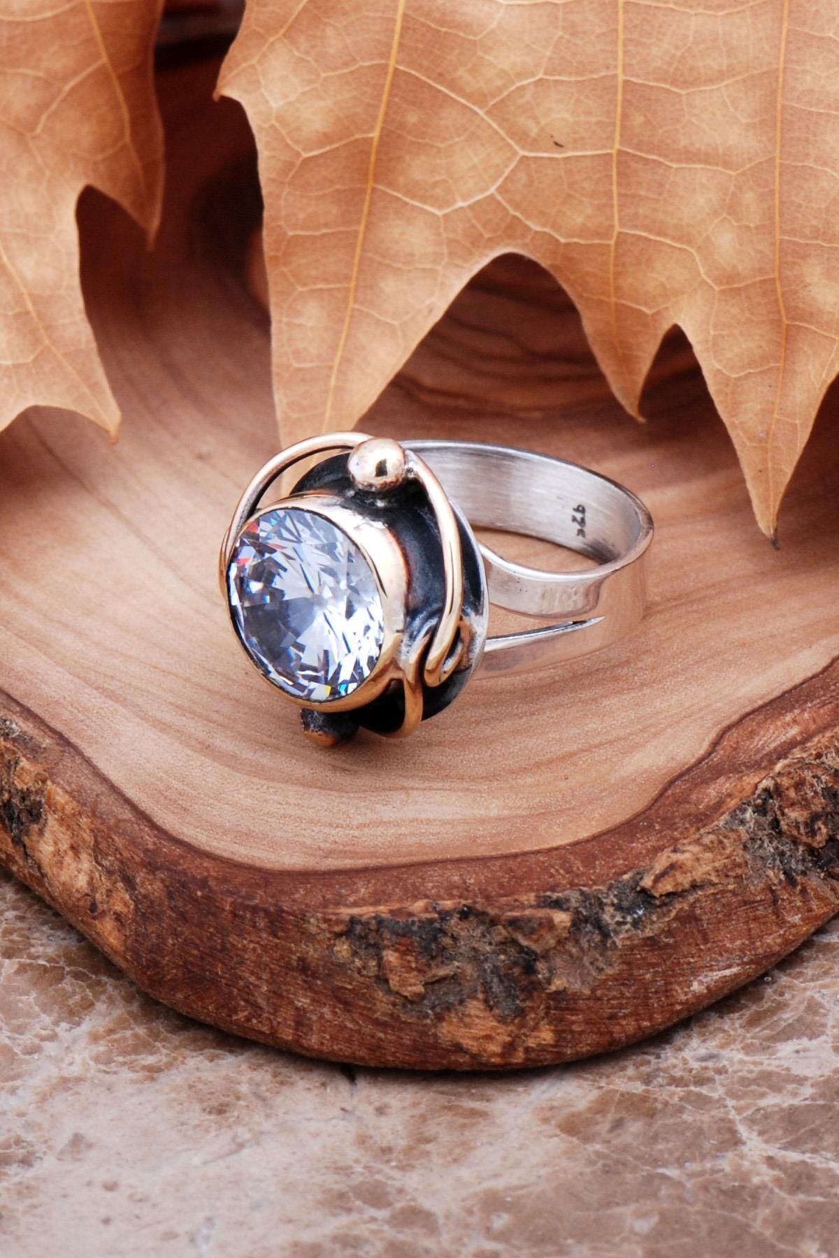 Kuvars Taşlı Elişi Gümüş Tasarım Yüzük 2984