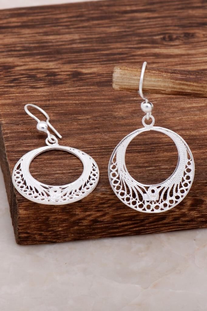 Halka Tasarım Telkari Gümüş Küpe 4620