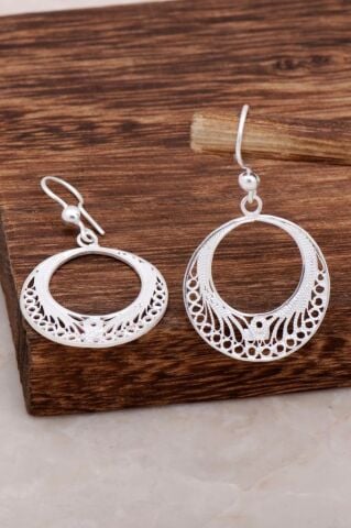 Halka Tasarım Telkari Gümüş Küpe 4620