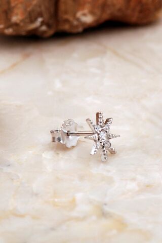 Yıldız Mini Rodyumlu Gümüş Küpe 6911