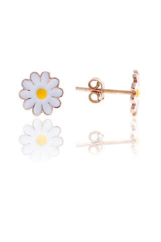 Mineli Rose Gümüş Papatya Küpe 5127