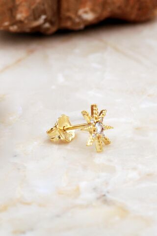 Yıldız Mini Altın Kaplama Gümüş Küpe 6912