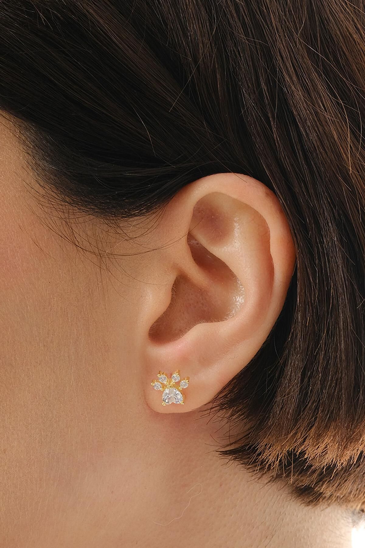 Pati Altın Kaplama Mini Gümüş Küpe 7385