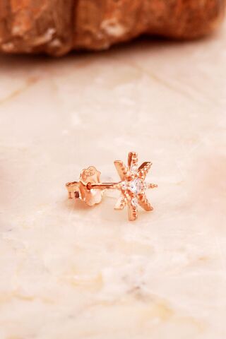 Yıldız Mini Rose Gümüş Küpe 6913