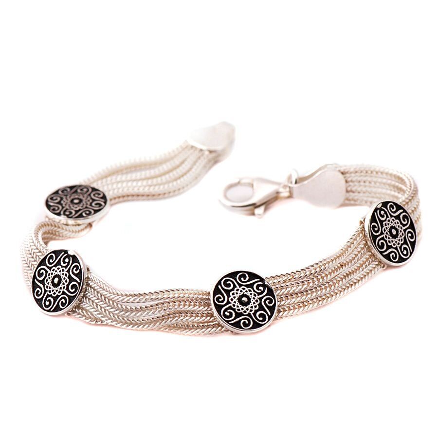 BABİL MOTİFLİ HASIR GÜMÜŞ BİLEKLİK 1151