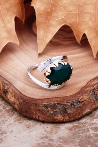 Kök Zümrüt Elişi Tasarım Gümüş Yüzük 2988