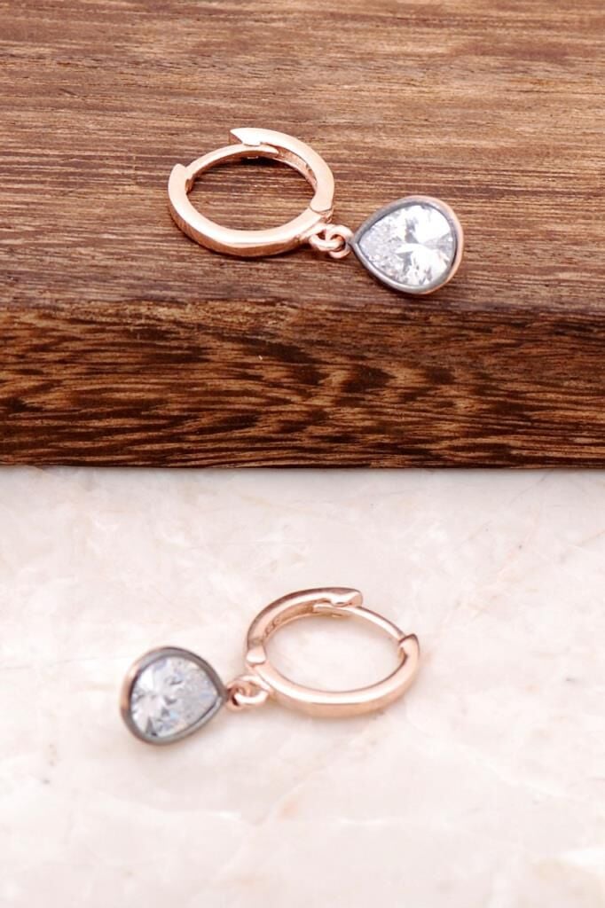 Su Damlası Rose Gümüş Küpe 2082