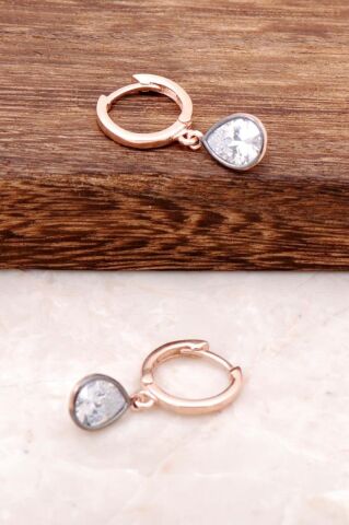 Su Damlası Rose Gümüş Küpe 2082