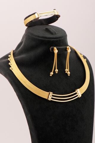 Kaburga Hasır Dorissa Altın Kaplama Elişi Gümüş Set 2846