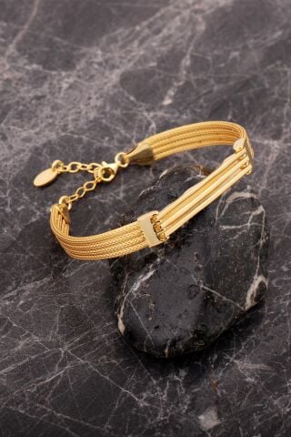 Kaburga Hasır Dorissa Altın Kaplama Elişi Gümüş Set 2846