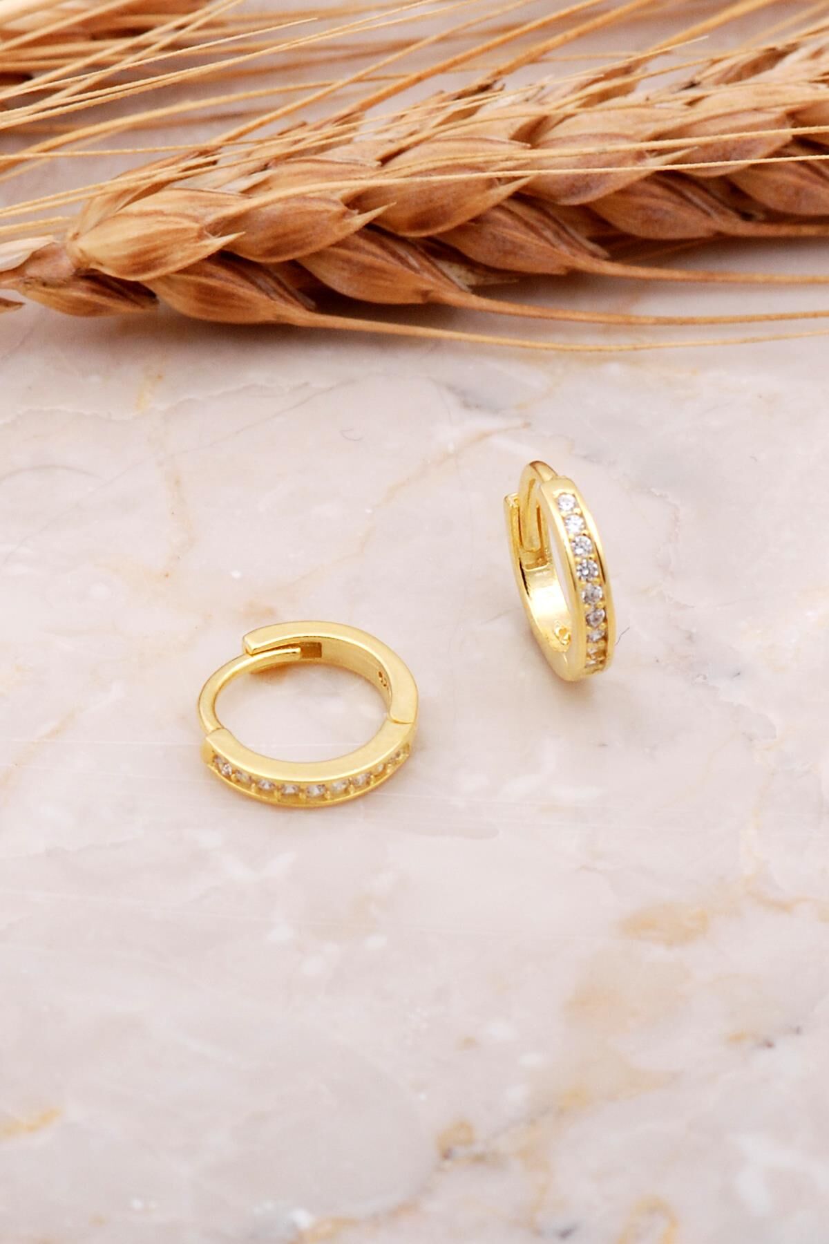 12 mm Halka Altın Kaplama Mini Gümüş Küpe 5887