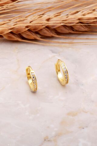 12 mm Halka Altın Kaplama Mini Gümüş Küpe 5887