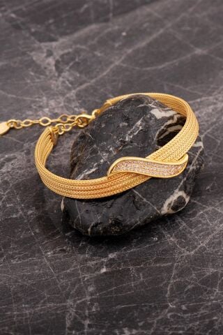 Hasır Dorika Altın Kaplama Elişi 925 Ayar Gümüş Set 2847