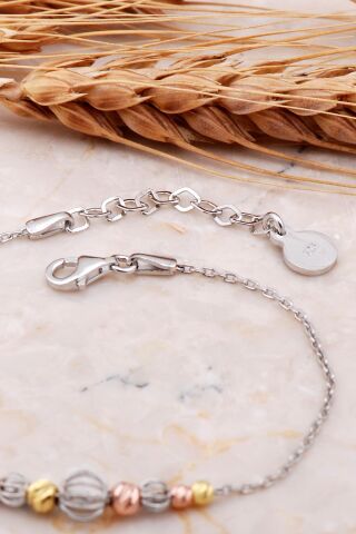 Dorika Tasarım Rodyumlu 925 Ayar Gümüş Bileklik 4145