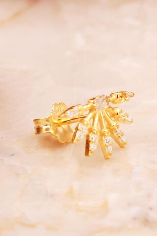 Güneş Mini Altın Kaplama Gümüş Baget Küpe 6920