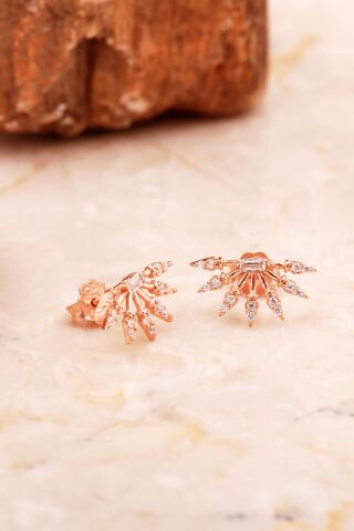 Güneş Mini Rose Gümüş Baget Küpe 6922