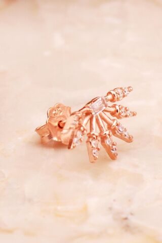 Güneş Mini Rose Gümüş Baget Küpe 6922