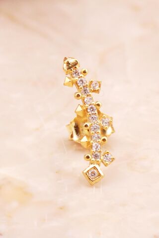 Ritim Mini Altın Kaplama Gümüş Küpe 6923