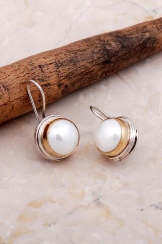 İncili Tel Sarma Elişi Gümüş Küpe 5611