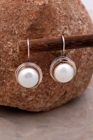 İncili Tel Sarma Elişi Gümüş Küpe 5611