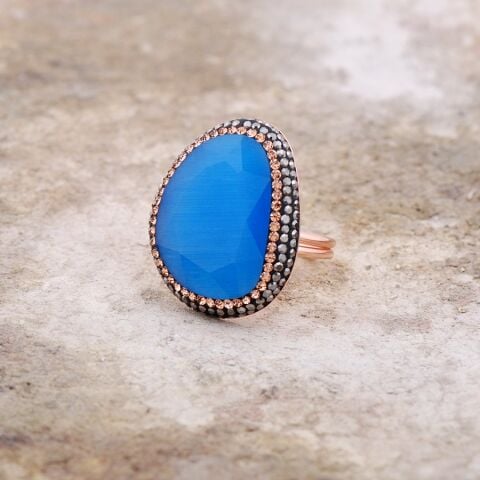 Opal Taşlı Elişi Tasarım Gümüş Yüzük 2161