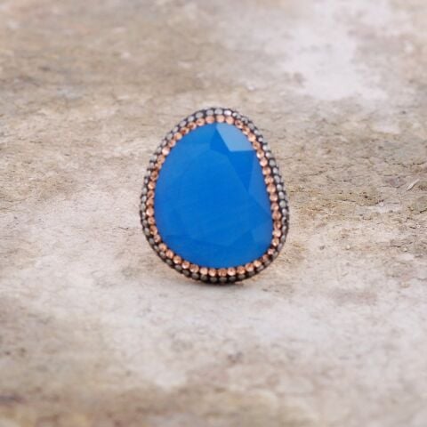 Opal Taşlı Elişi Tasarım Gümüş Yüzük 2161