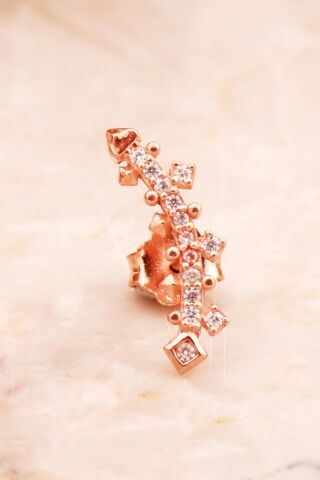 Ritim Mini Rose Gümüş Küpe 6924