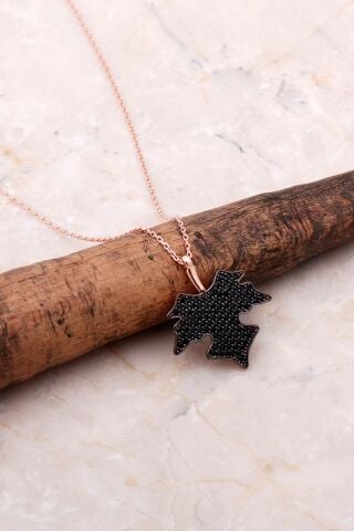 Çınar Ağacı Yaprağı Rose Gümüş Kolye 6952