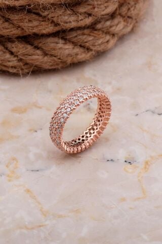 Rose Gümüş Tamtur Taşlı Yüzük 2658