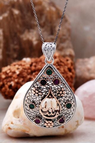 Telkari İşlemeli Maşallah Yazılı Gümüş Kolye 6757
