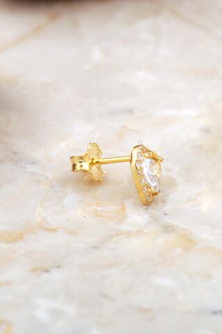 Kalp Mini Altın Kaplama Gümüş Küpe 6929