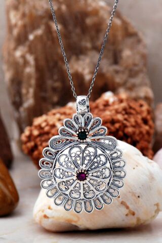 Telkari İşlemeli Gümüş Kolye 6759