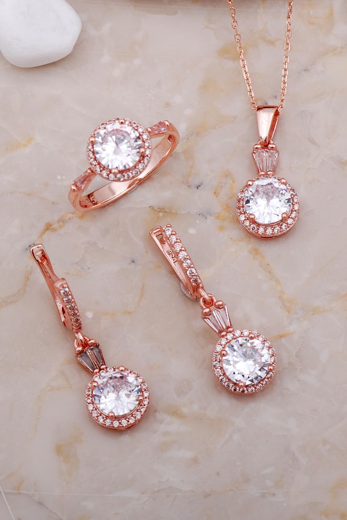 Rose Tektaş Gümüş Set 2596