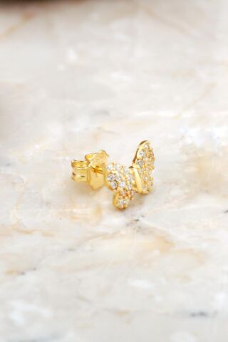 Kelebek Mini Altın Kaplama Gümüş Küpe 6932