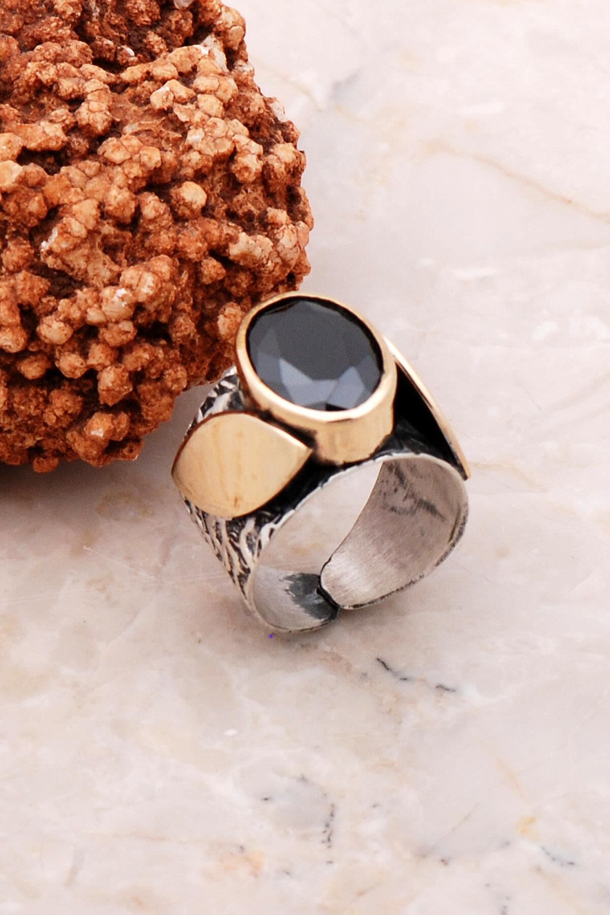 Oniks Taşlı Elişi Tasarım Gümüş Yüzük 3121