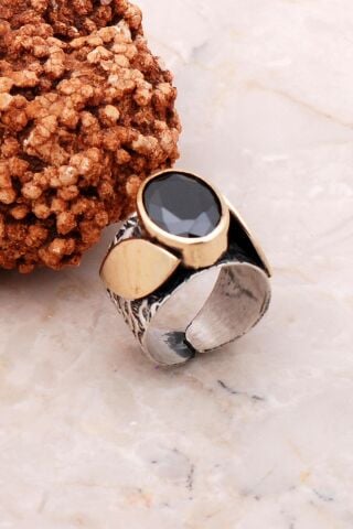 Oniks Taşlı Elişi Tasarım Gümüş Yüzük 3121