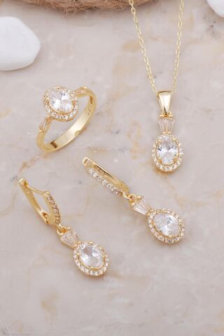 Oval Altın Yaldızlı Gümüş Set 2598