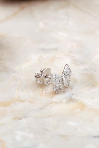 Kelebek Mini Rodyumlu Gümüş Küpe 6933