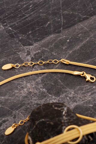 Hasır Dorissa Altın Kaplama Elişi Gümüş Set 2851