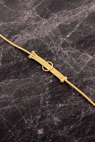 Hasır Dorika Altın Kaplama Elişi 925 Ayar Gümüş Set 2851