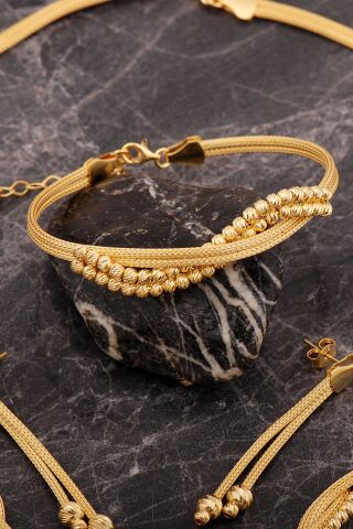 Bağlılık Düğümü Hasır Dorissa Altın Kaplama Elişi Gümüş Set 2852