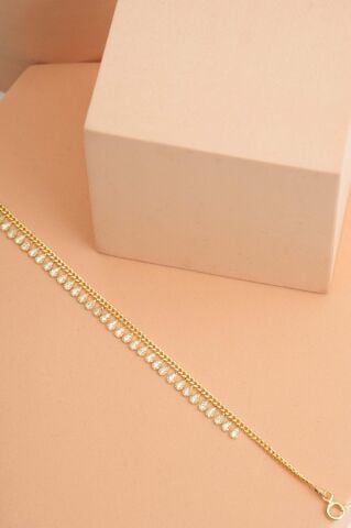 Gurmet Sıra Taşlı Damla Altın Kaplama Gümüş Bileklik 4365