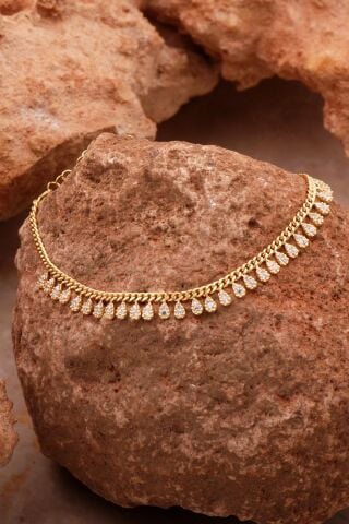 Gurmet Sıra Taşlı Damla Altın Kaplama Gümüş Bileklik 4365