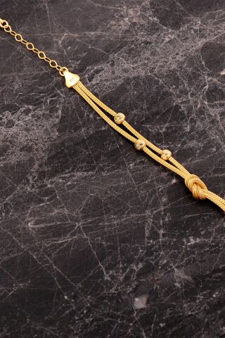 Hasır Dorissa Düğüm Tasarım Altın Kaplama Elişi Gümüş Set 2855