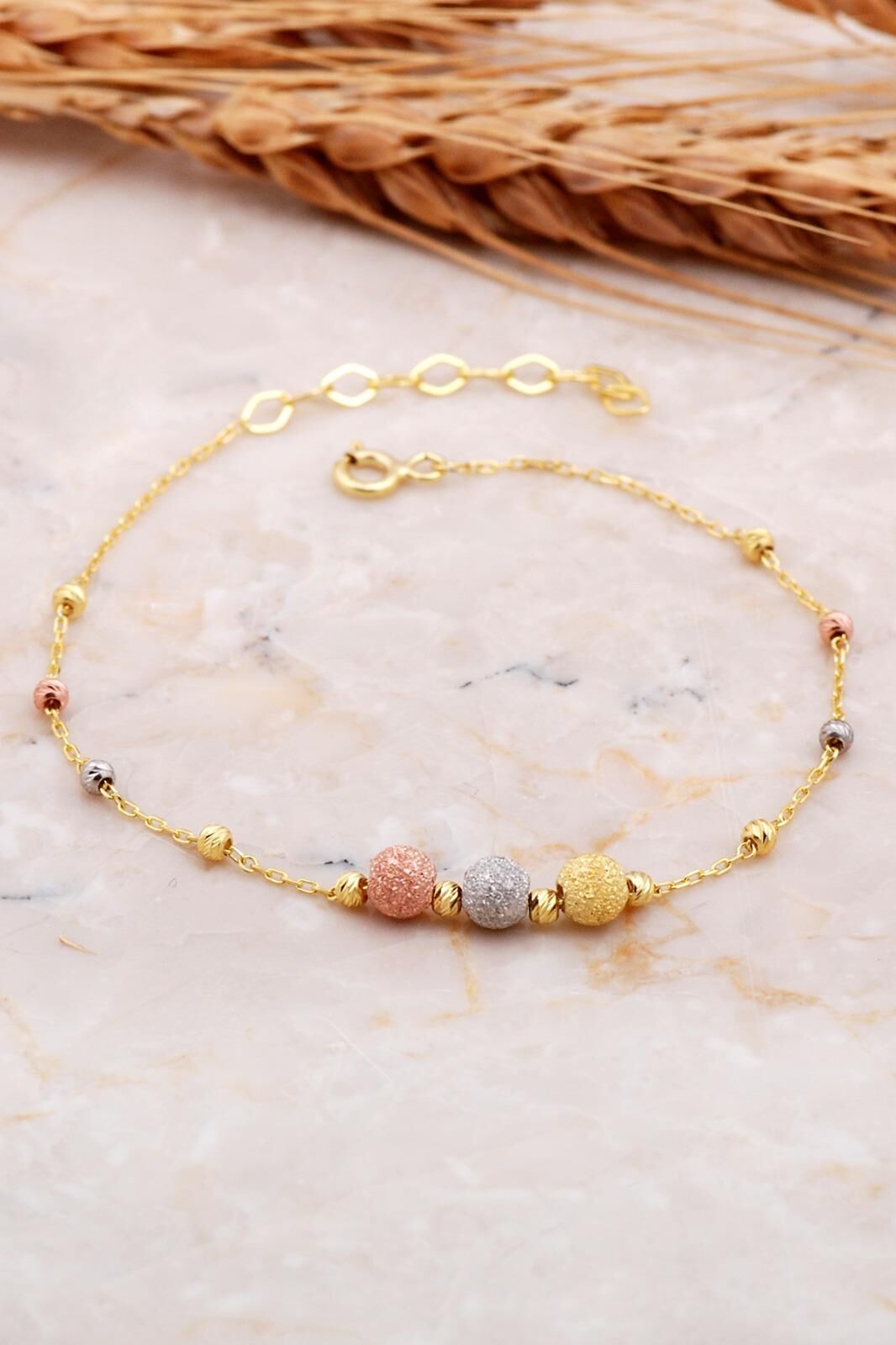 Kadın Sim Dorika Top Altın Kaplama Gümüş Bileklik 4147